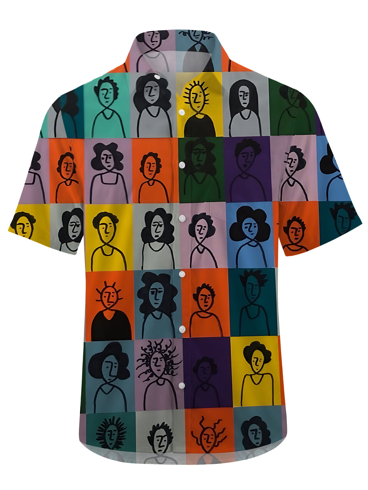 Face Art Print Men's Pocket Short Sleeve Shirts