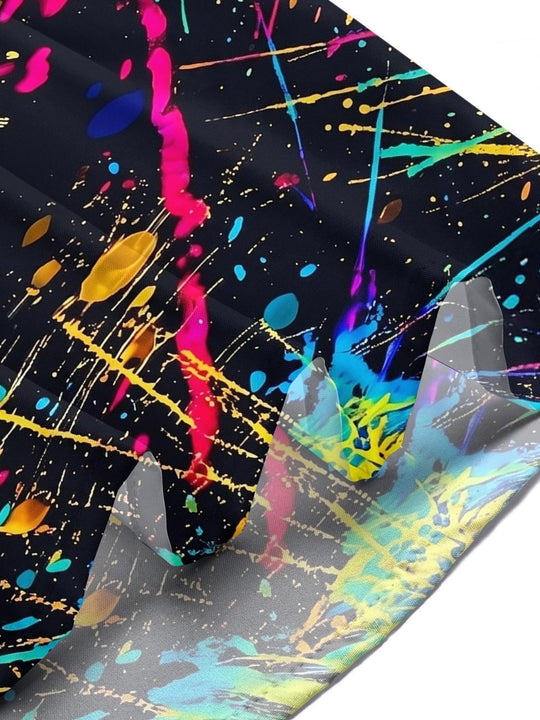 Neon Splash Ink Art Colorful Tie-Dye Men's Pocket Short Sleeve Shirts