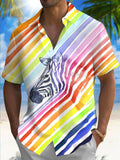 Zebra Art Print Men's Pocket Short Sleeve Shirts