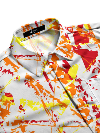 Men's geometric print pocket half sleeve shirt side view
