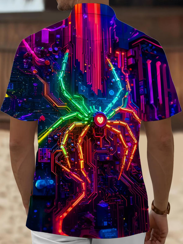 men's bright color print shirt back view