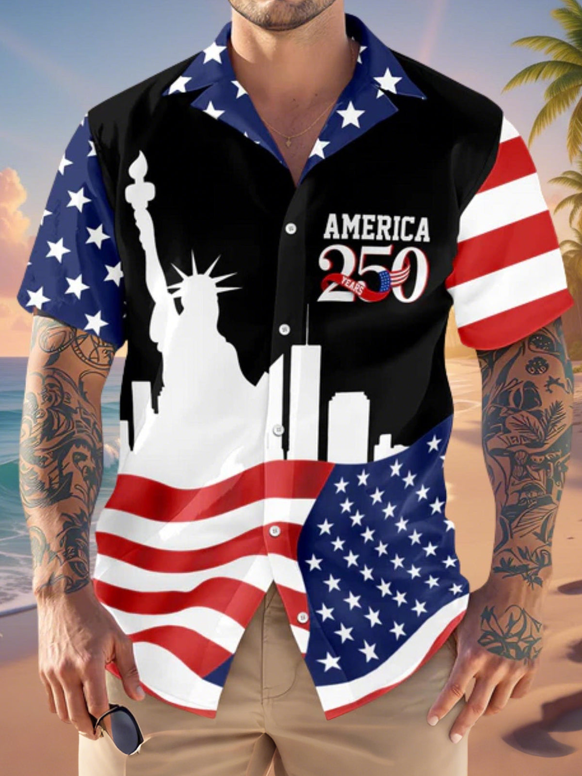 Men's short sleeve Cuban collar shirt front view