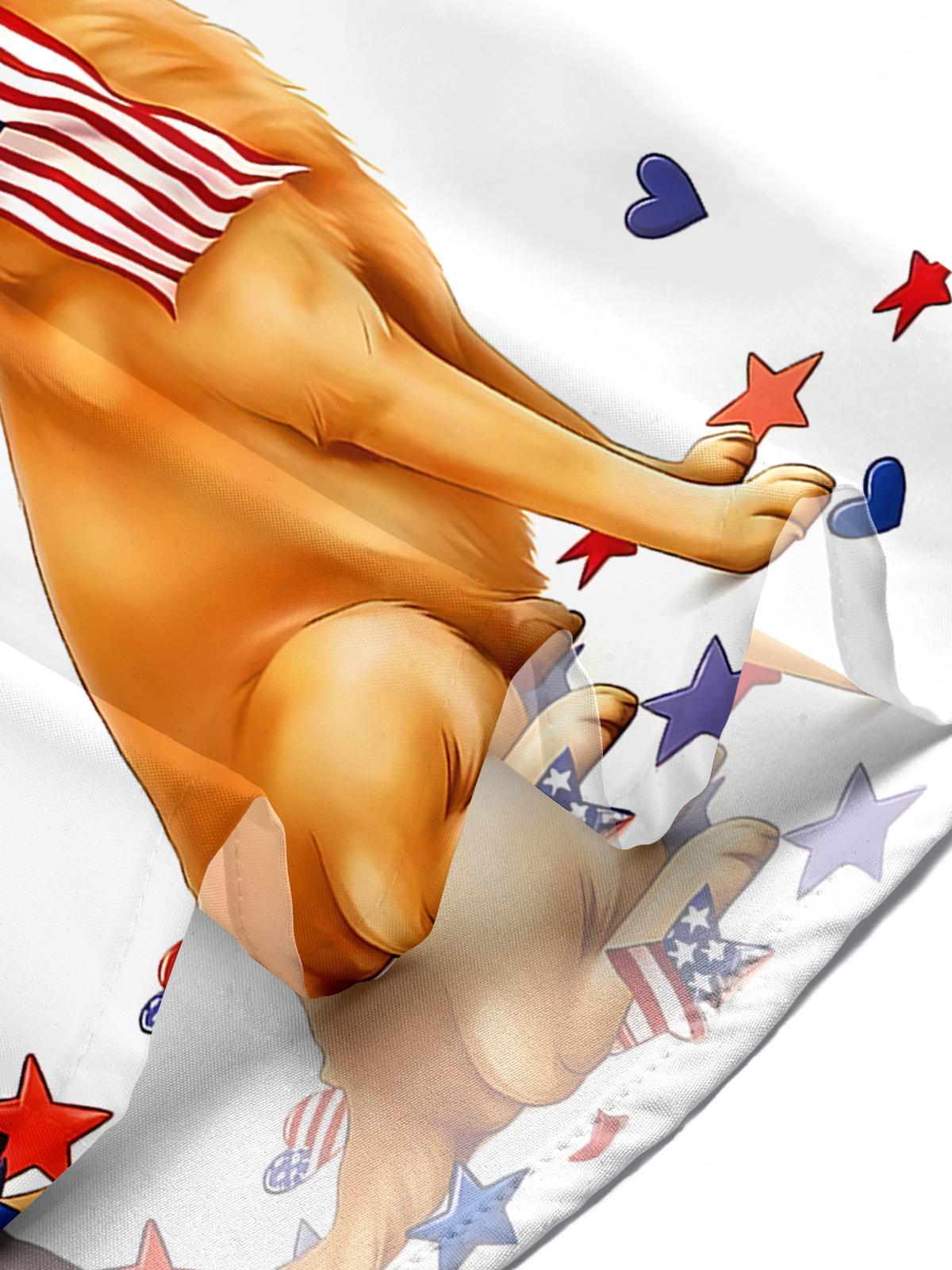 men's dog print shirt Independence Day
