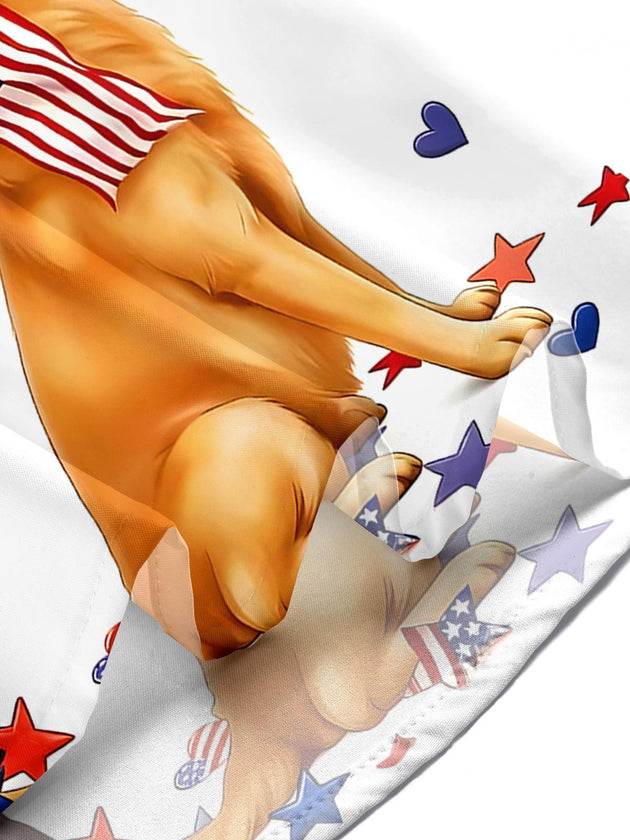 men's dog print shirt Independence Day