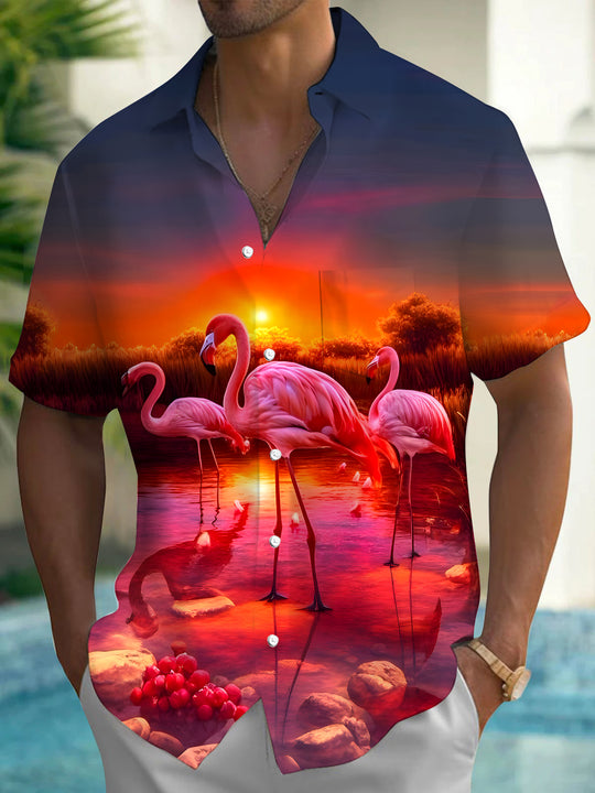 men's Hawaiian shirt front view tropical beach vacation