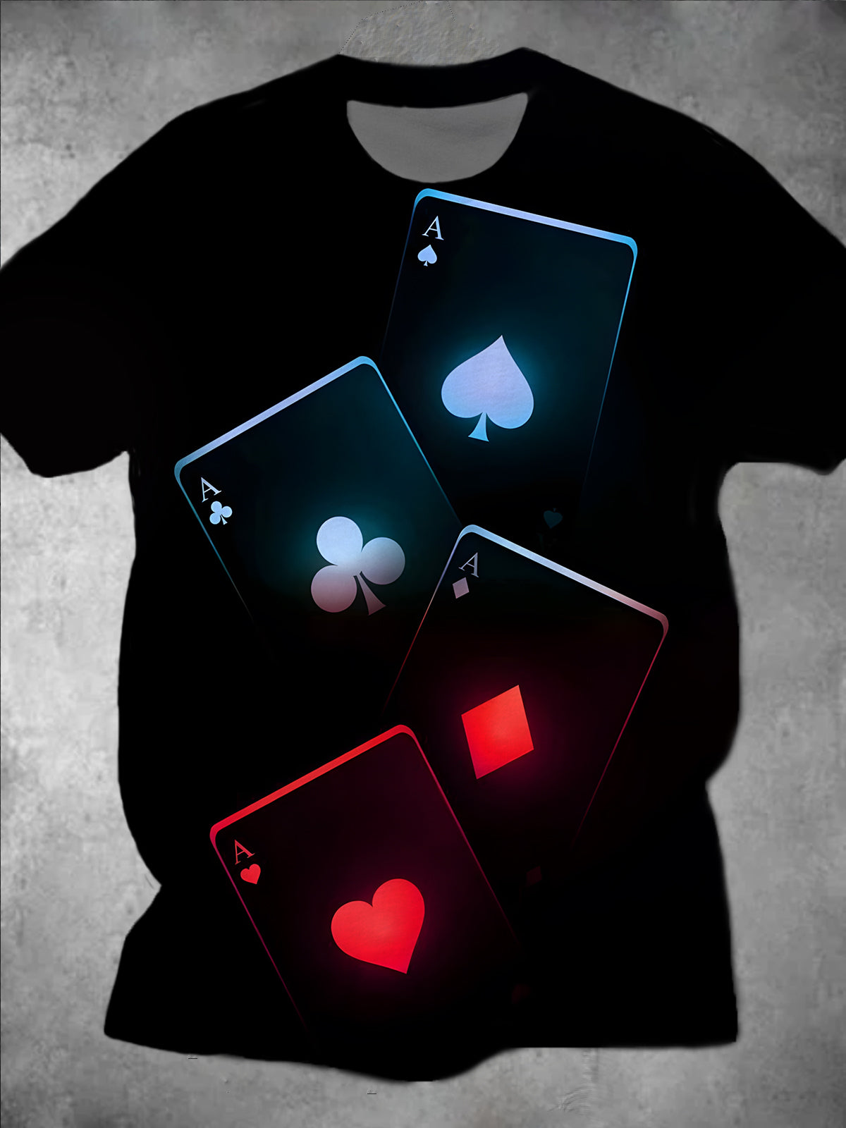 Poker Round Neck Short Sleeve Men's T-shirt