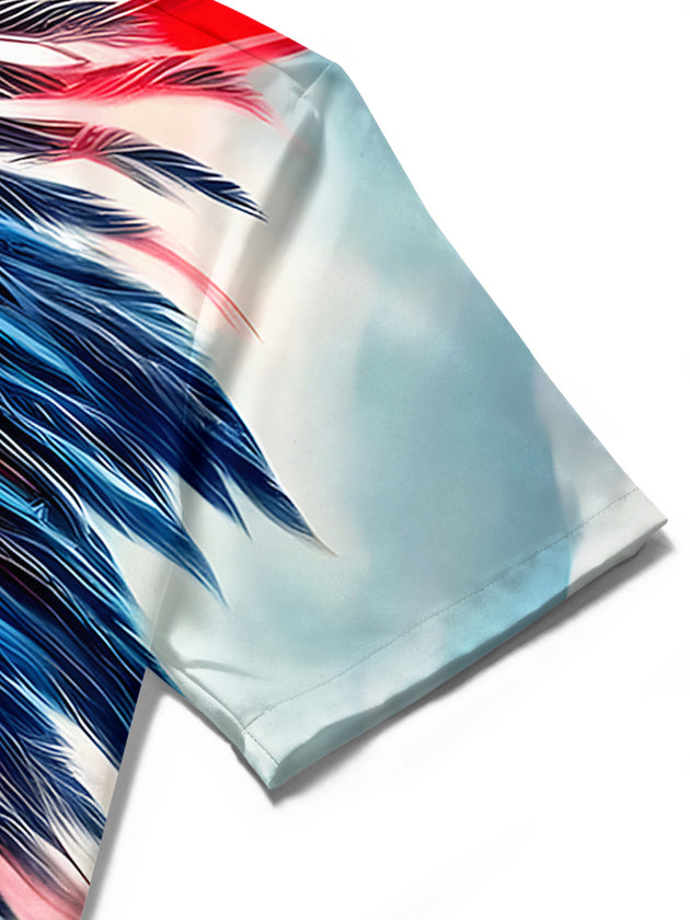 men's eagle print shirt close-up short sleeve