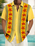Hawaiian Floral Short Sleeve Men's Shirts With Pocket