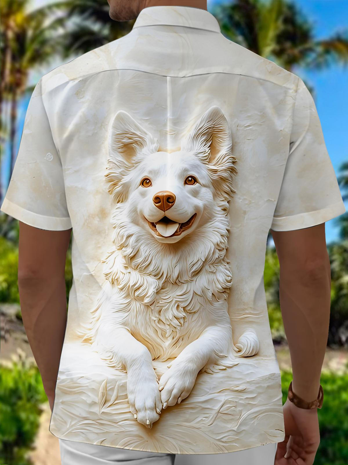 Dog Art Relief Men's Pocket Short Sleeve Shirts