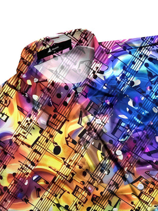 men's guitar print shirt side view