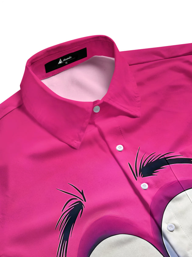 Men's casual short sleeve shirt side view with fun print