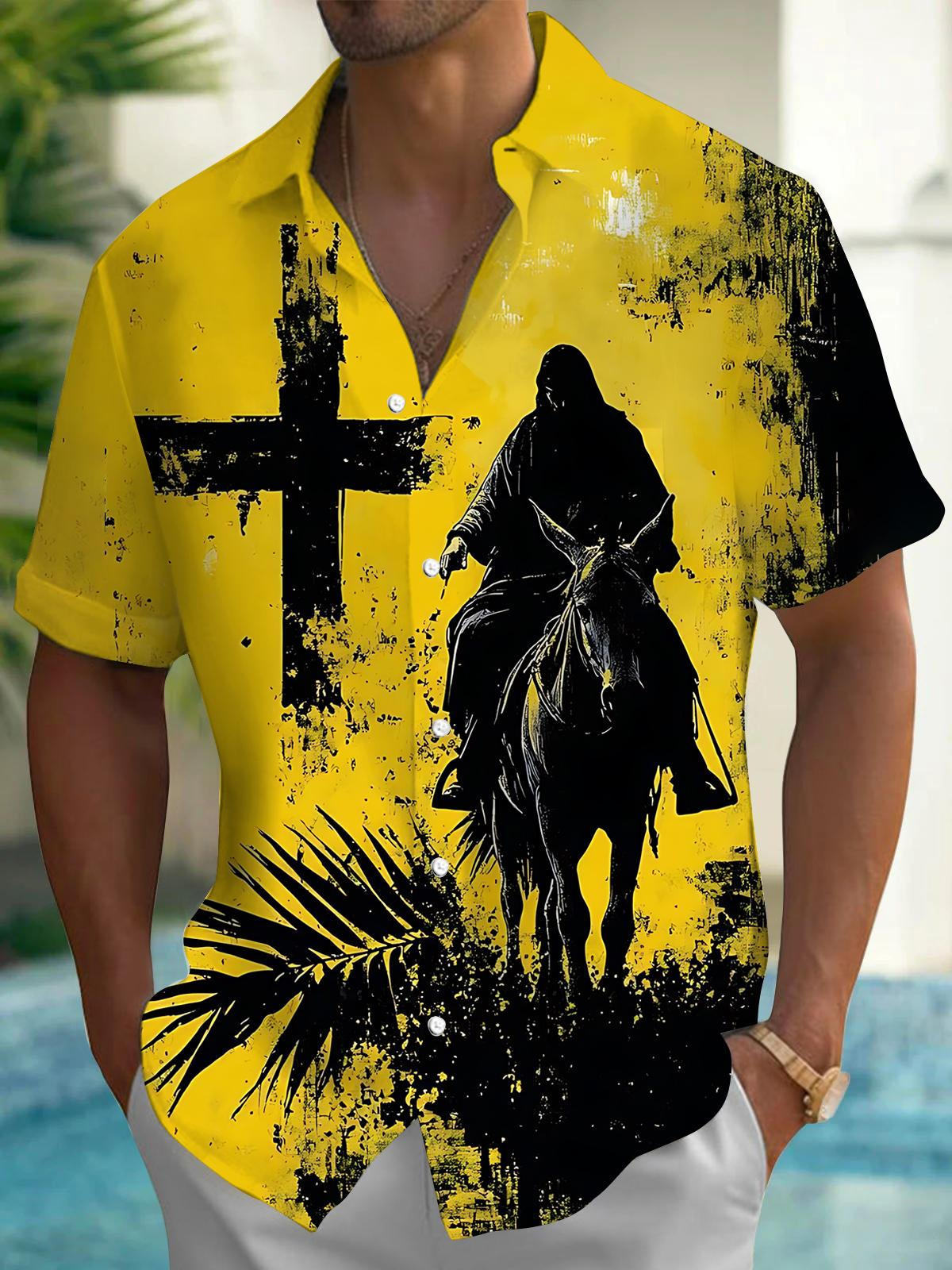 Jesus Christ print Men's Pocket Short Sleeve Shirts