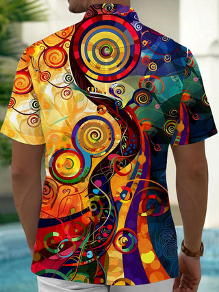 Men's abstract print short sleeve shirt back view
