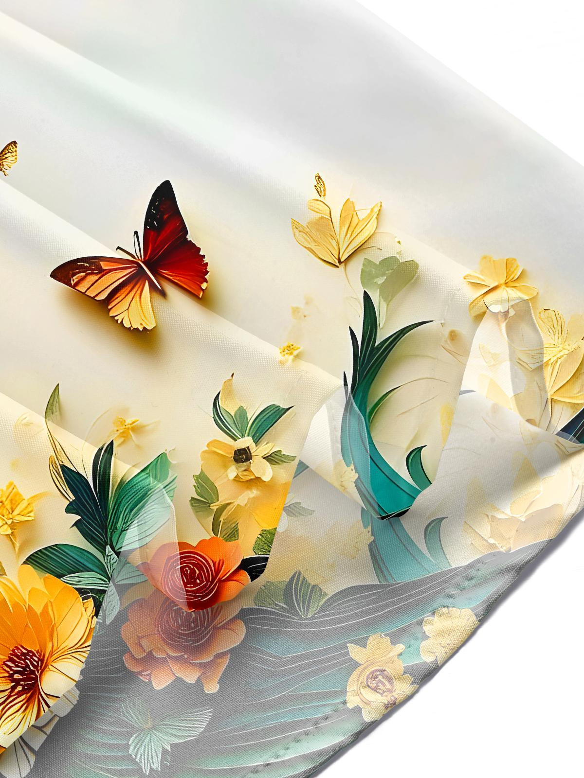 Butterfly Floral Art Relief Men's Pocket Long Sleeve Shirts