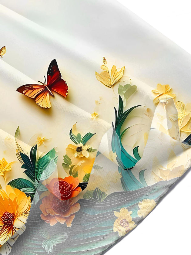 Men's butterfly floral long sleeve shirt lifestyle front view
