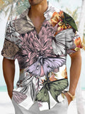 Hawaiian Floral Print Men's Pocket Short Sleeve Shirts