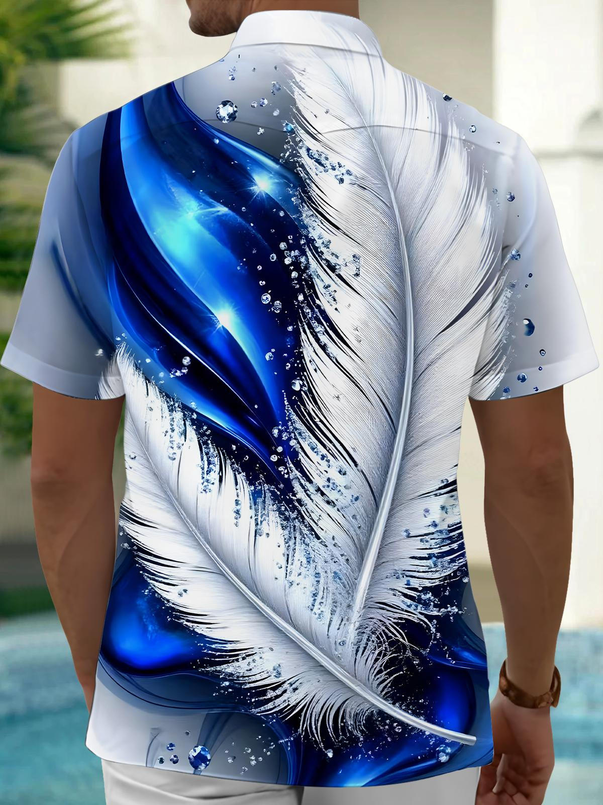 Feathers Men's Pocket Short Sleeve Shirts