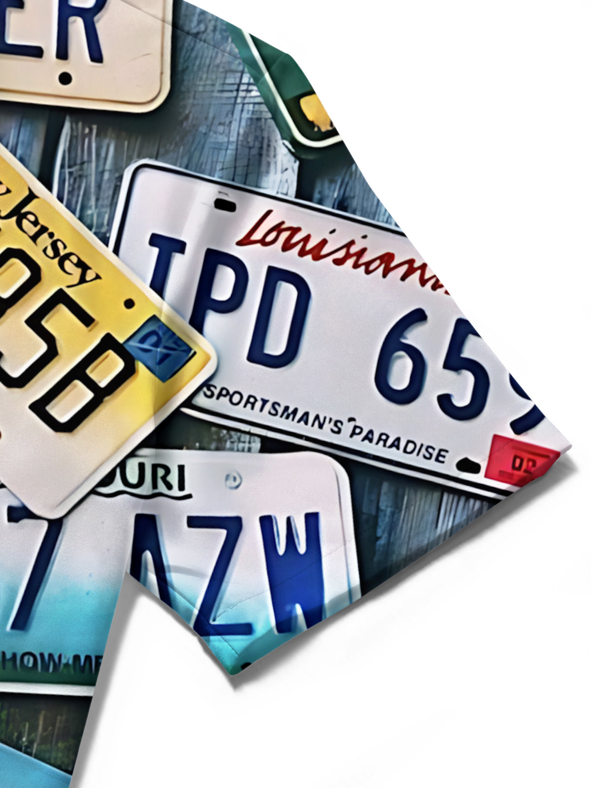 License Plate Print Men's Pocket Short Sleeve Shirts
