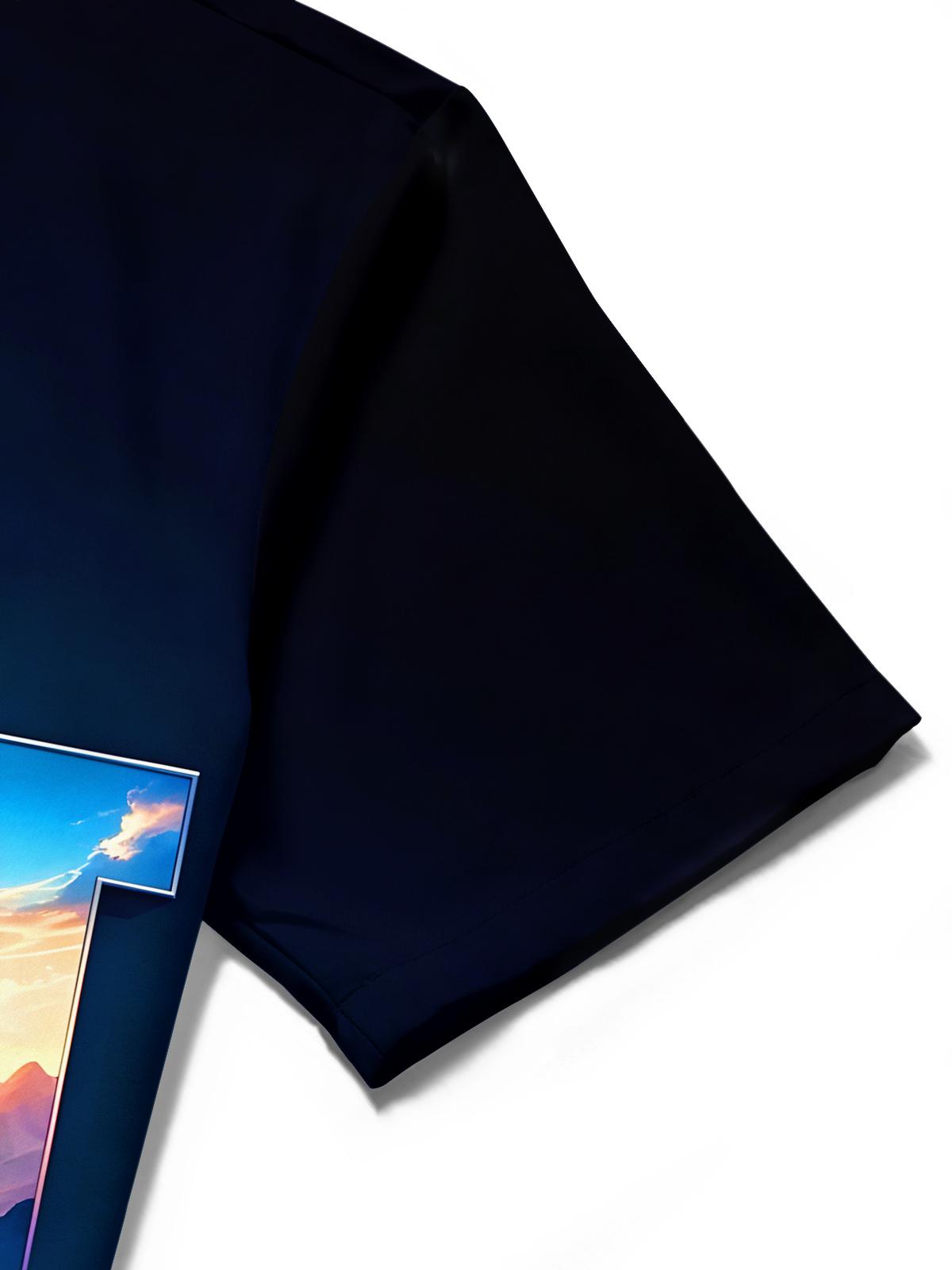 men's printed shirt close-up short sleeve