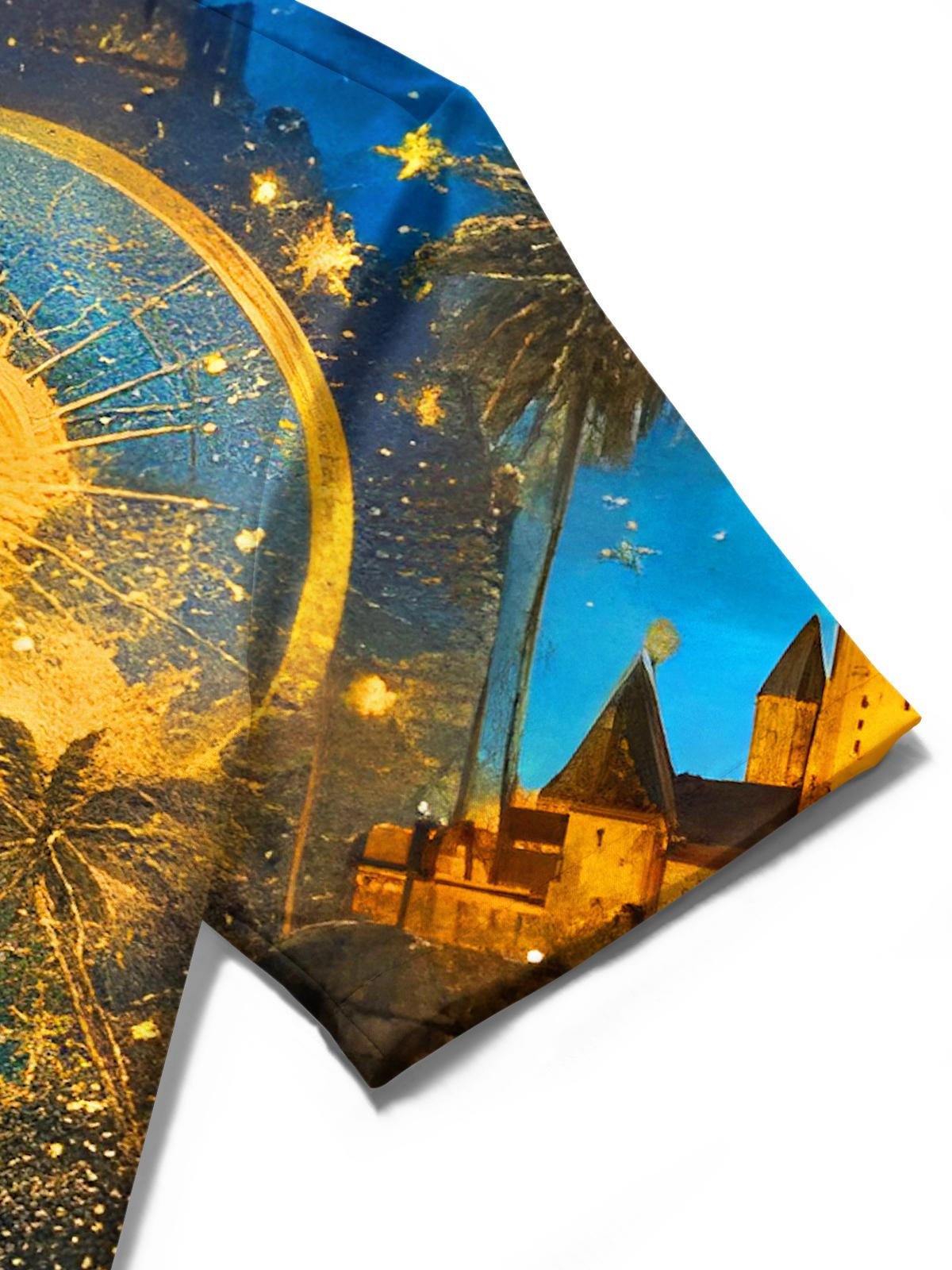 Art Gilded Coconut Tree Men's Pocket Short Sleeve Shirts