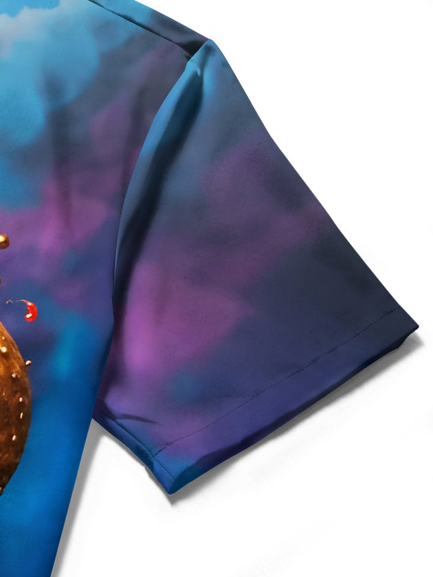 Men's pocket short sleeve shirt fabric texture close-up