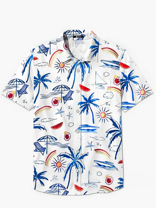 Men's Hawaiian short sleeve shirt front view beach vacation