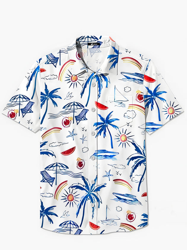 Men's Hawaiian short sleeve shirt front view beach vacation