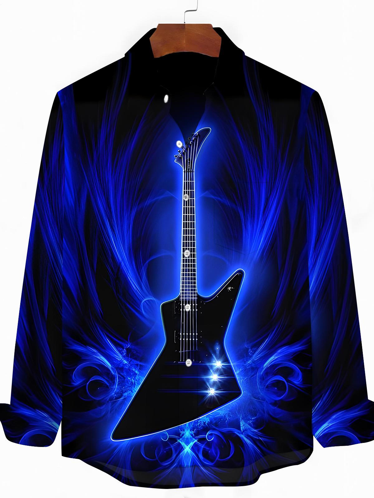 Guitar Men's Pocket Long Sleeve Shirts