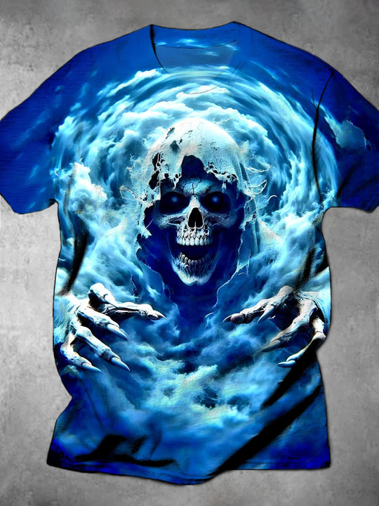 men's skull print graphic t-shirt front view