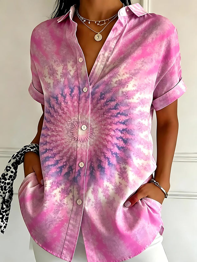 Tie Dye Abstract Women's Short Sleeve Shirts