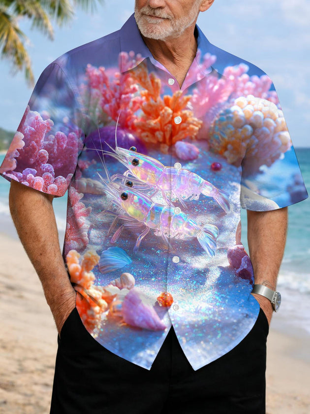 men's ocean print shirt front view