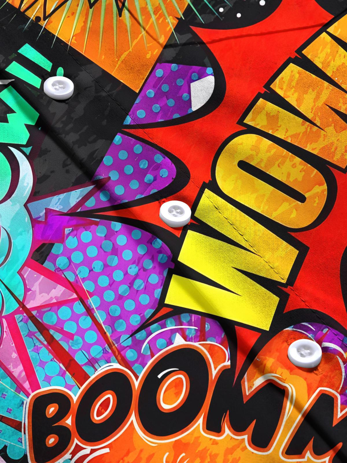 Letter Art Print Men's Pocket Short Sleeve Shirts