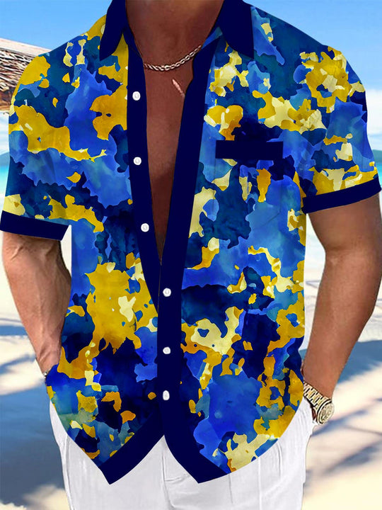 men's abstract print short sleeve shirt front view