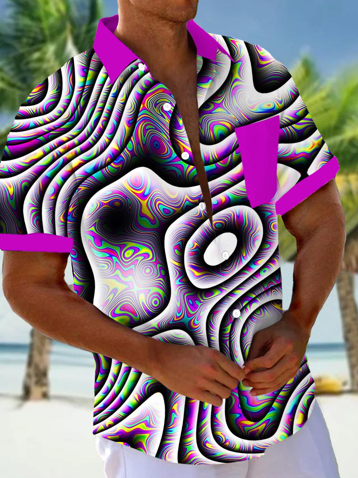 Abstract Print Men's Pocket Short Sleeve Shirts