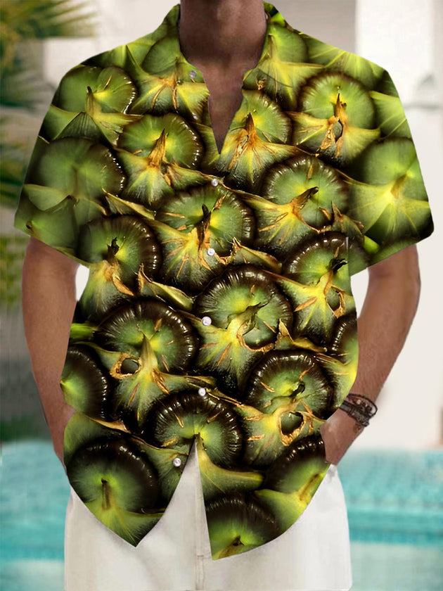 men's Hawaiian shirt front view tropical beach vacation