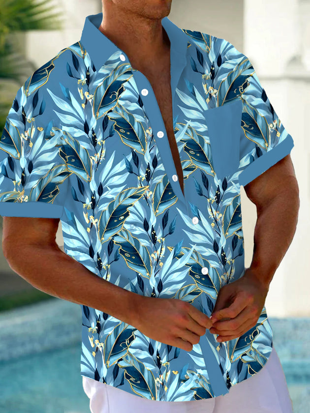 men's Hawaiian shirt front view tropical beach vacation