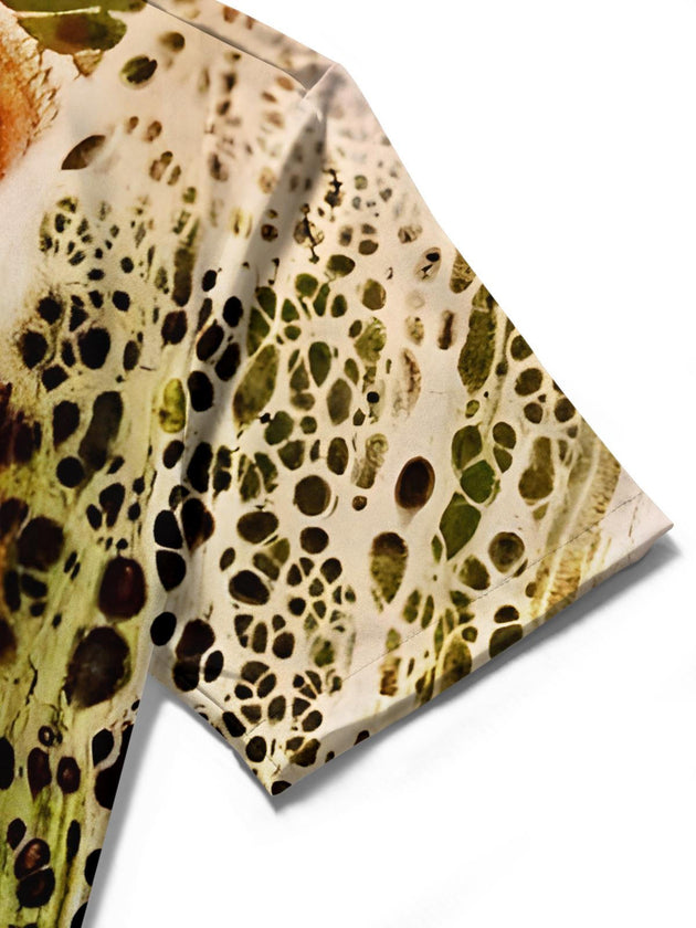 Men's gradient abstract print short sleeve shirt close-up pocket detail