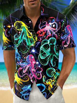 men's Hawaiian shirt front view tropical beach vacation