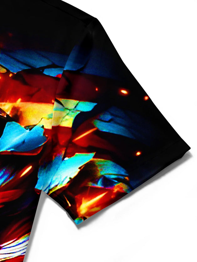 men's eagle print shirt close-up short sleeve