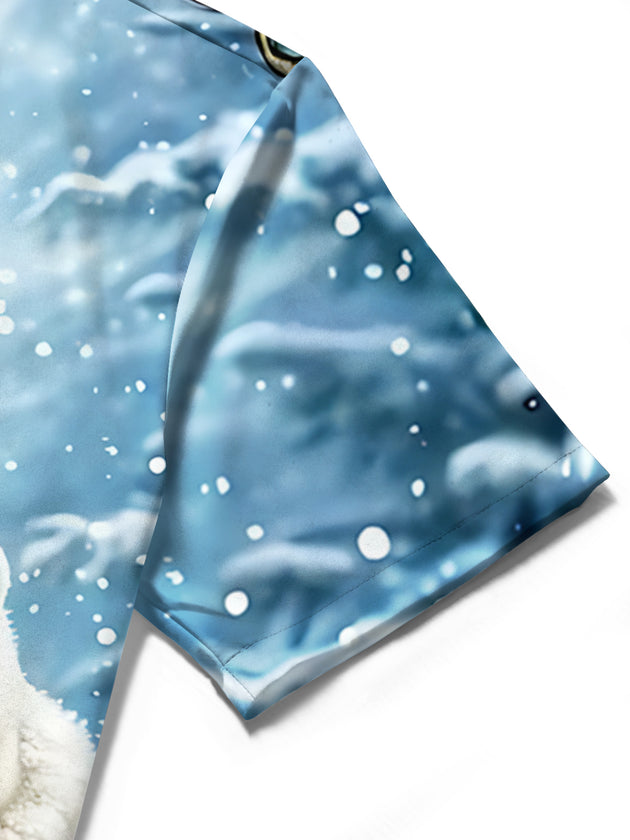 men's Christmas shirt close-up short sleeve