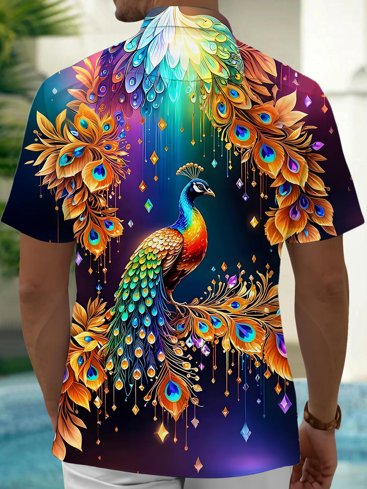 Peacock Men's Pocket Short Sleeve Shirts