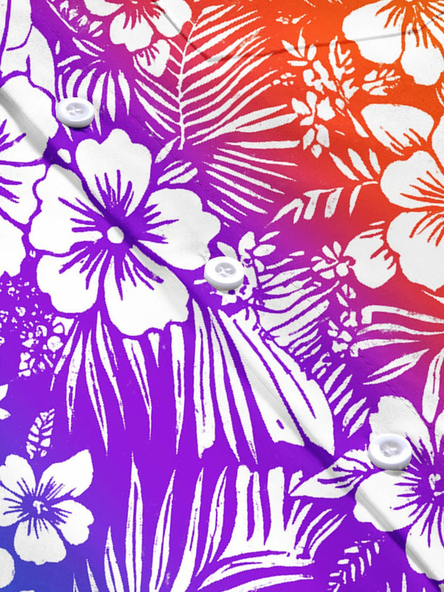 Men's Hawaiian floral pocket short sleeve shirt flat lay