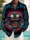 Abstract Monster Men's Pocket Long Sleeve Shirts