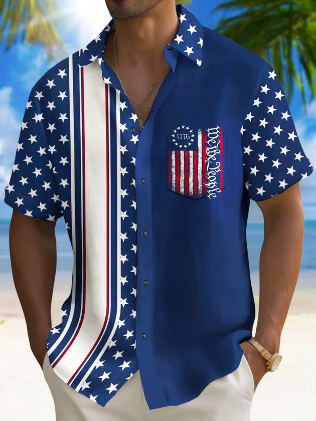 men's patterned sweater shirt front view Independence Day