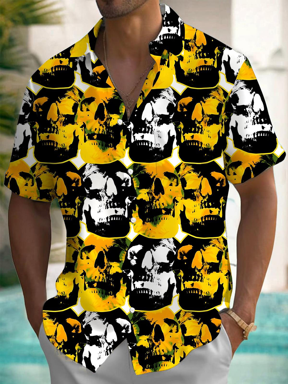 Skull Men's Pocket Short Sleeve Shirts