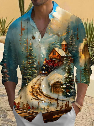 men's Christmas shirt front view holiday party