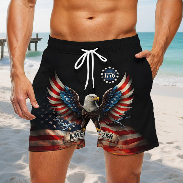 men's American flag print casual pants Independence Day