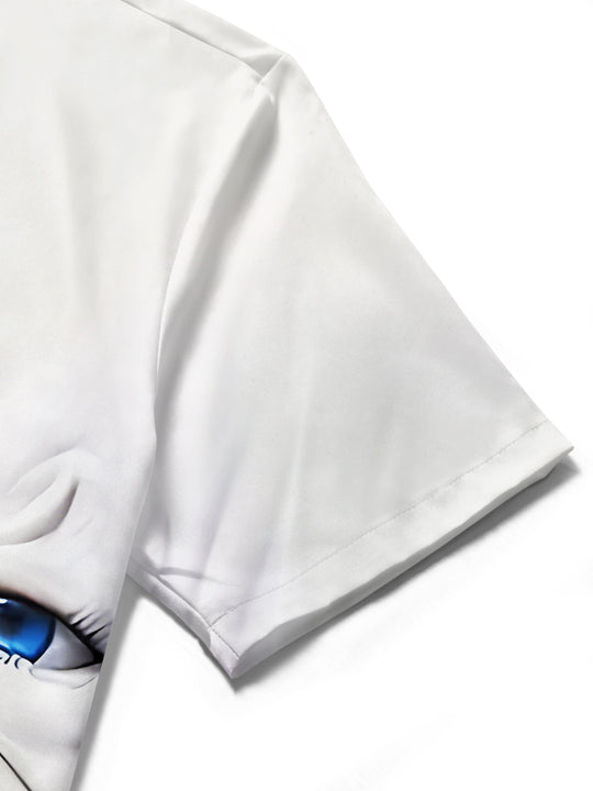 men's art print shirt close-up short sleeve