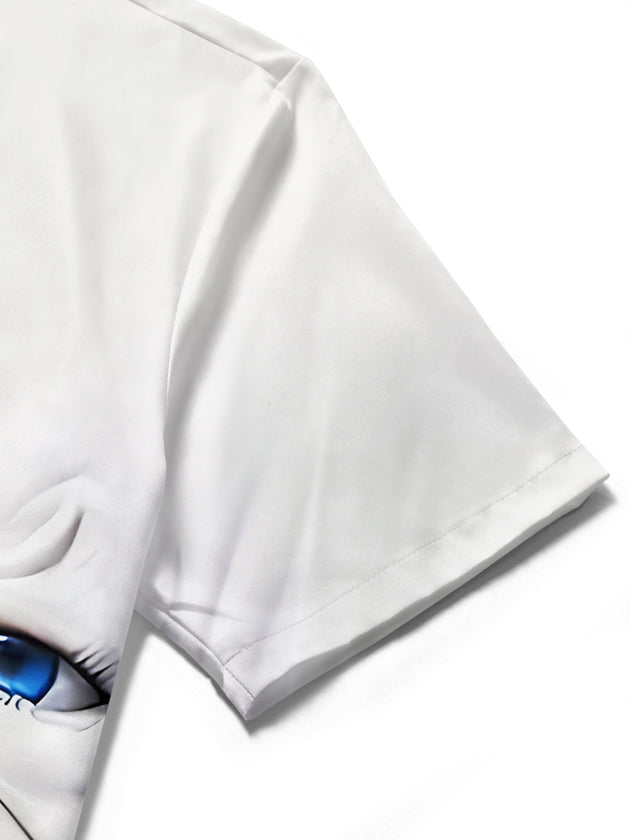 men's art print shirt close-up short sleeve