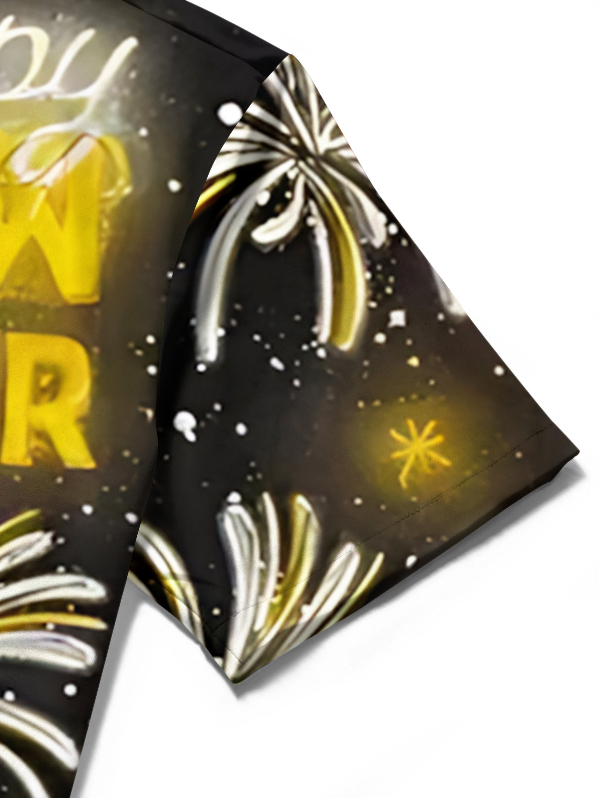 New Year Firework Print Men's Pocket Short Sleeve Shirts